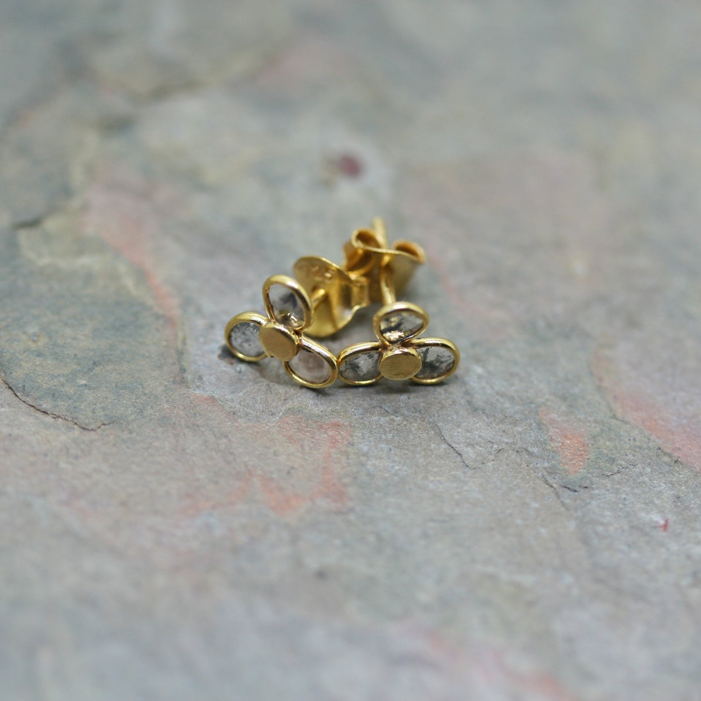 POMEGRANATE Yellow Gold Plated Silver 'Delhi' Stud Earrings
