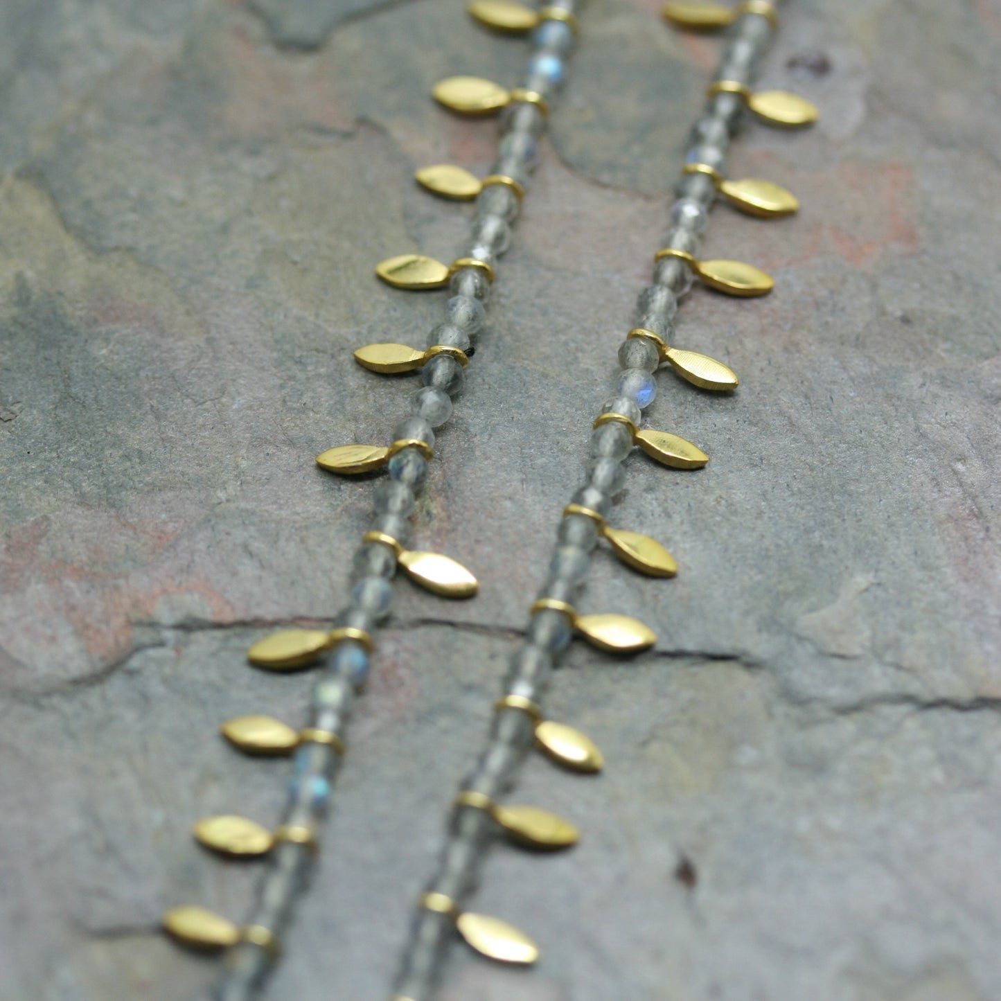 POMEGRANATE Yellow Gold Plated Silver 'Leaf Charm' Necklace