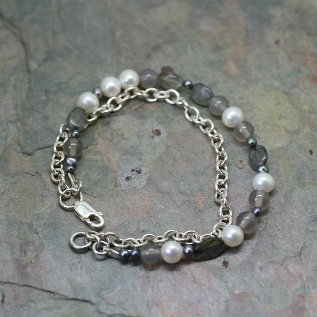 ADAM Silver Chain & Mixed Bead Bracelet