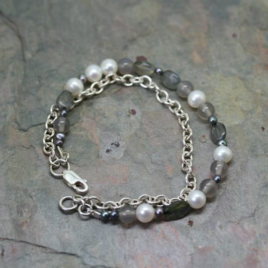 ADAM Silver Chain & Mixed Bead Bracelet