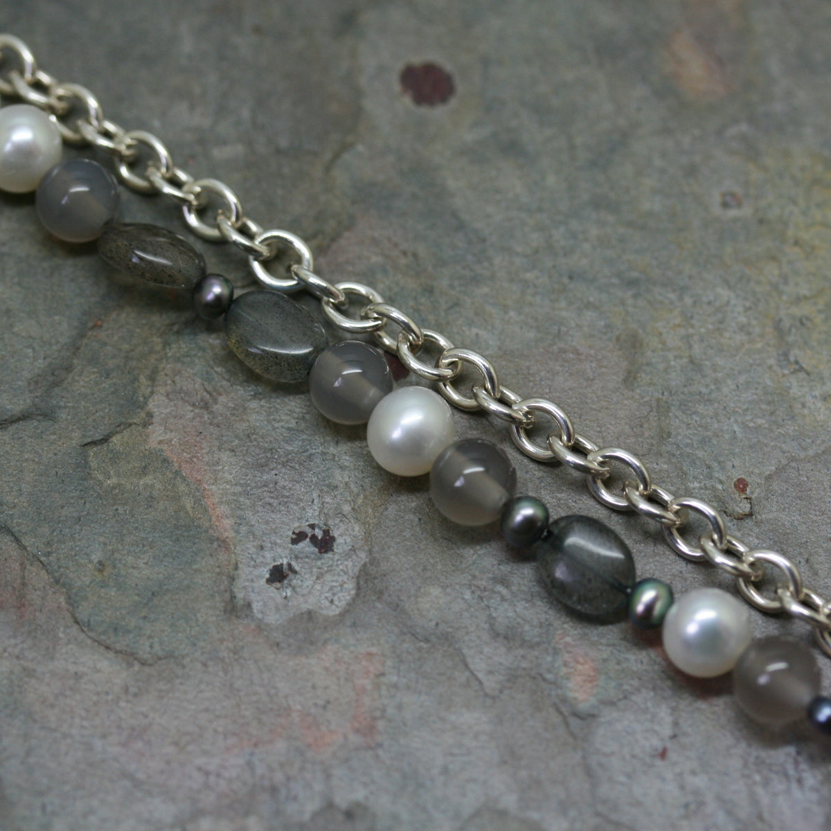 ADAM Silver Chain & Mixed Bead Bracelet
