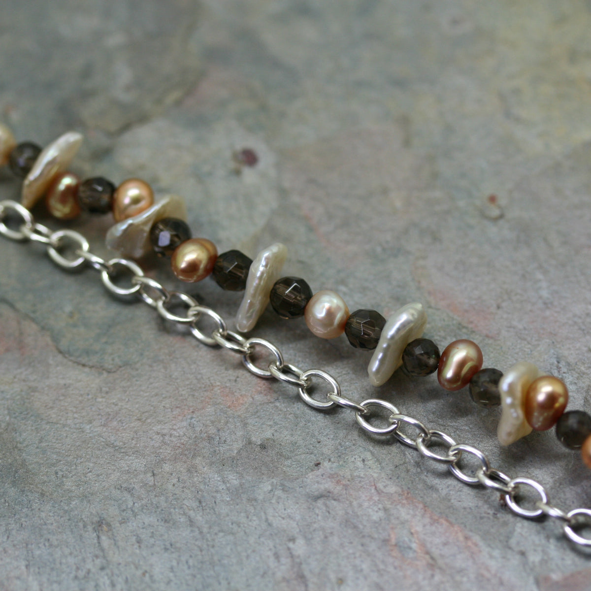 ADAM Silver Chain & Mixed Bead Bracelet