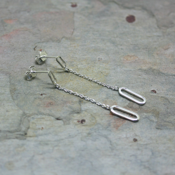 CURT Sterling Silver Paperclip Drop Earrings