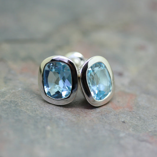 QUINN Silver Blue Topaz Stud Earrings
