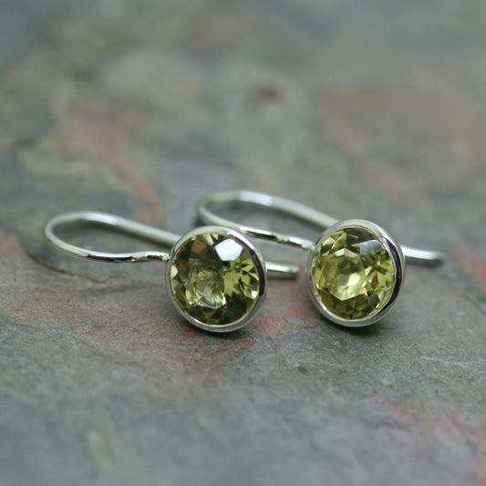 QUINN Silver Stone Set Button Back Drop Earrings