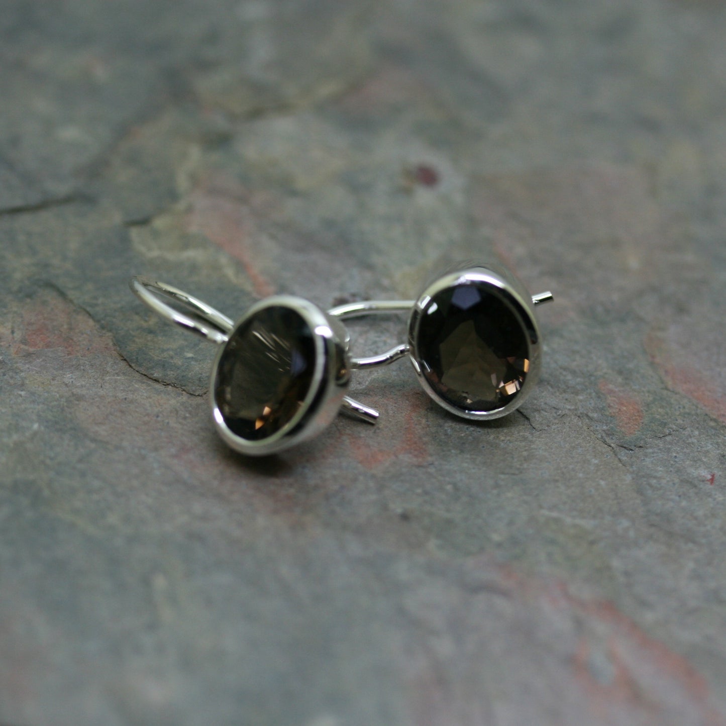 QUINN Silver East West Smokey Quartz Oval Drops