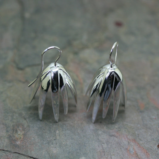 QUINN Silver 'Flower Bell' Drop Earrings