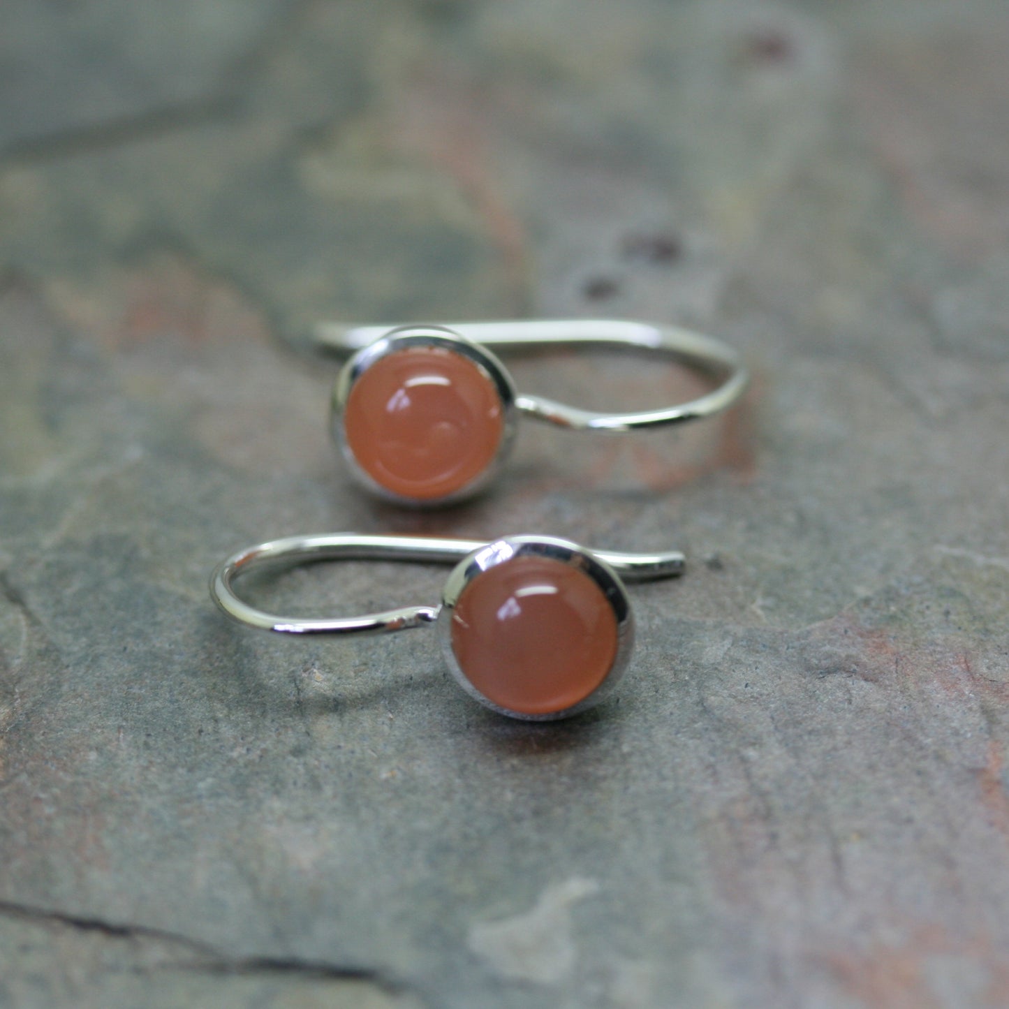 QUINN Silver Peach Monstone Drop Earrings