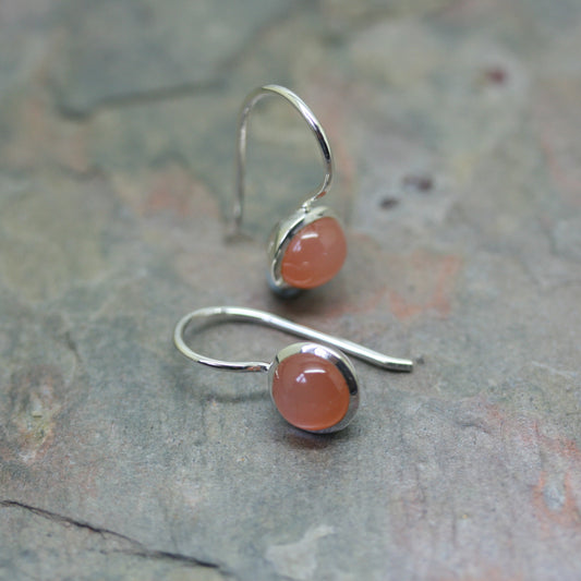 QUINN Silver Peach Monstone Drop Earrings