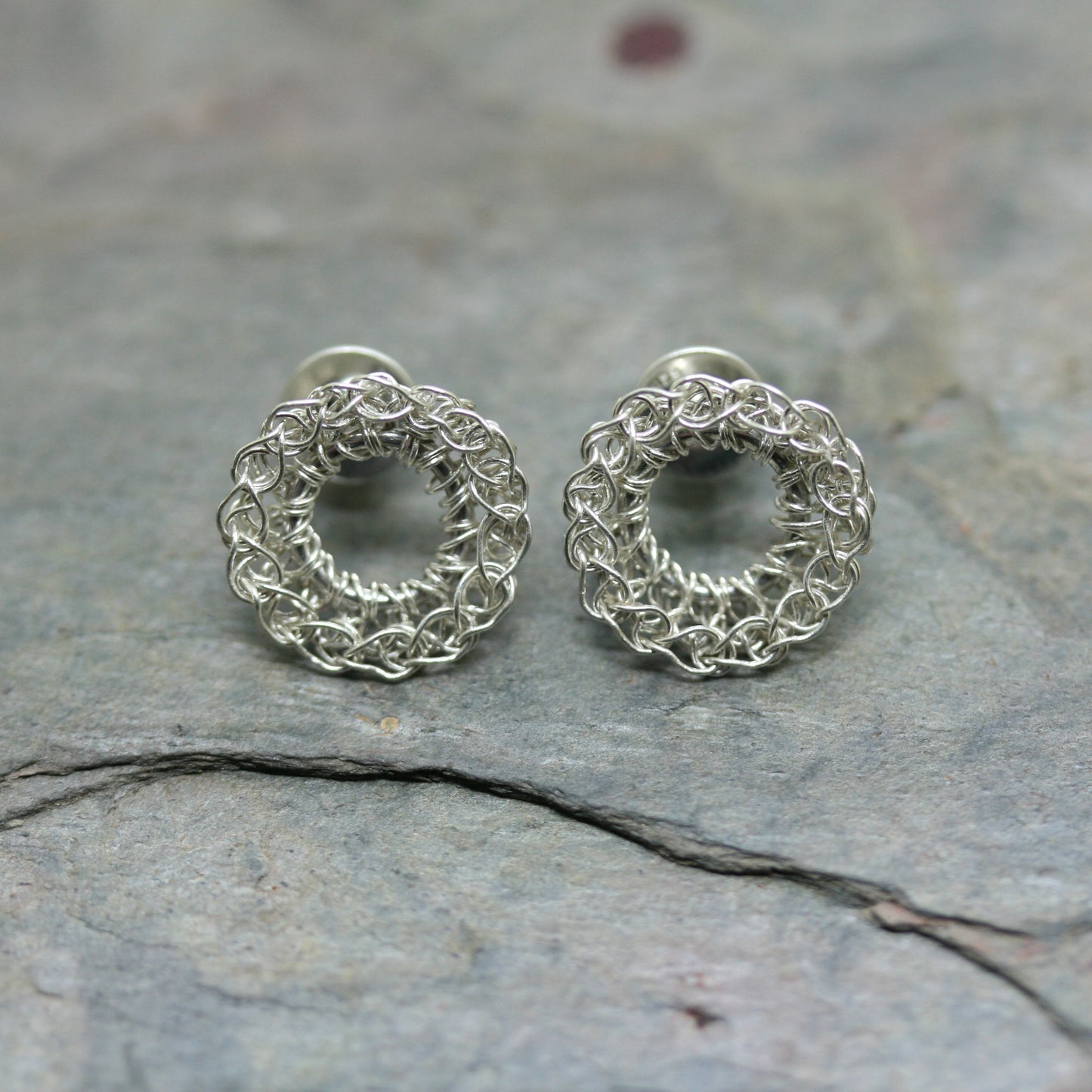 TERI Silver Crocheted 'Circle' Earrings