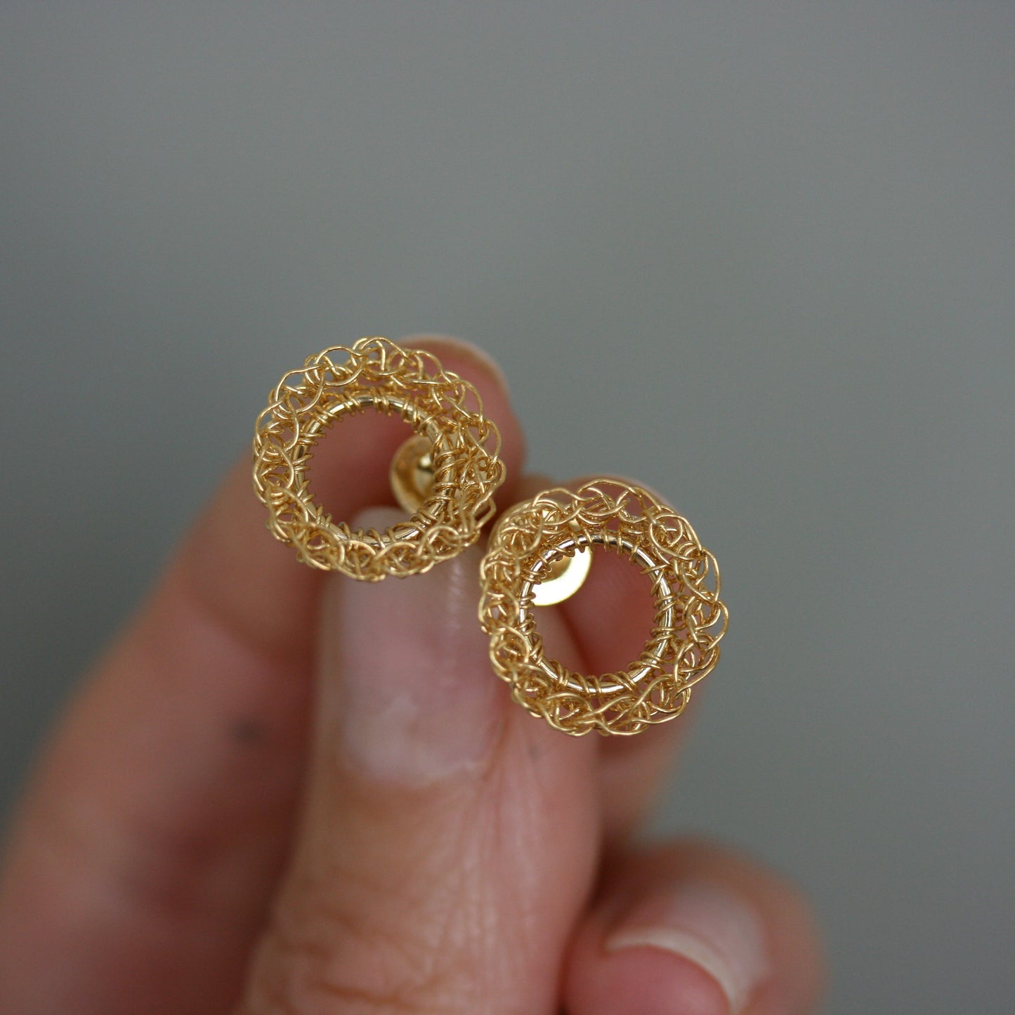 TERI Silver Crocheted 'Circle' Earrings