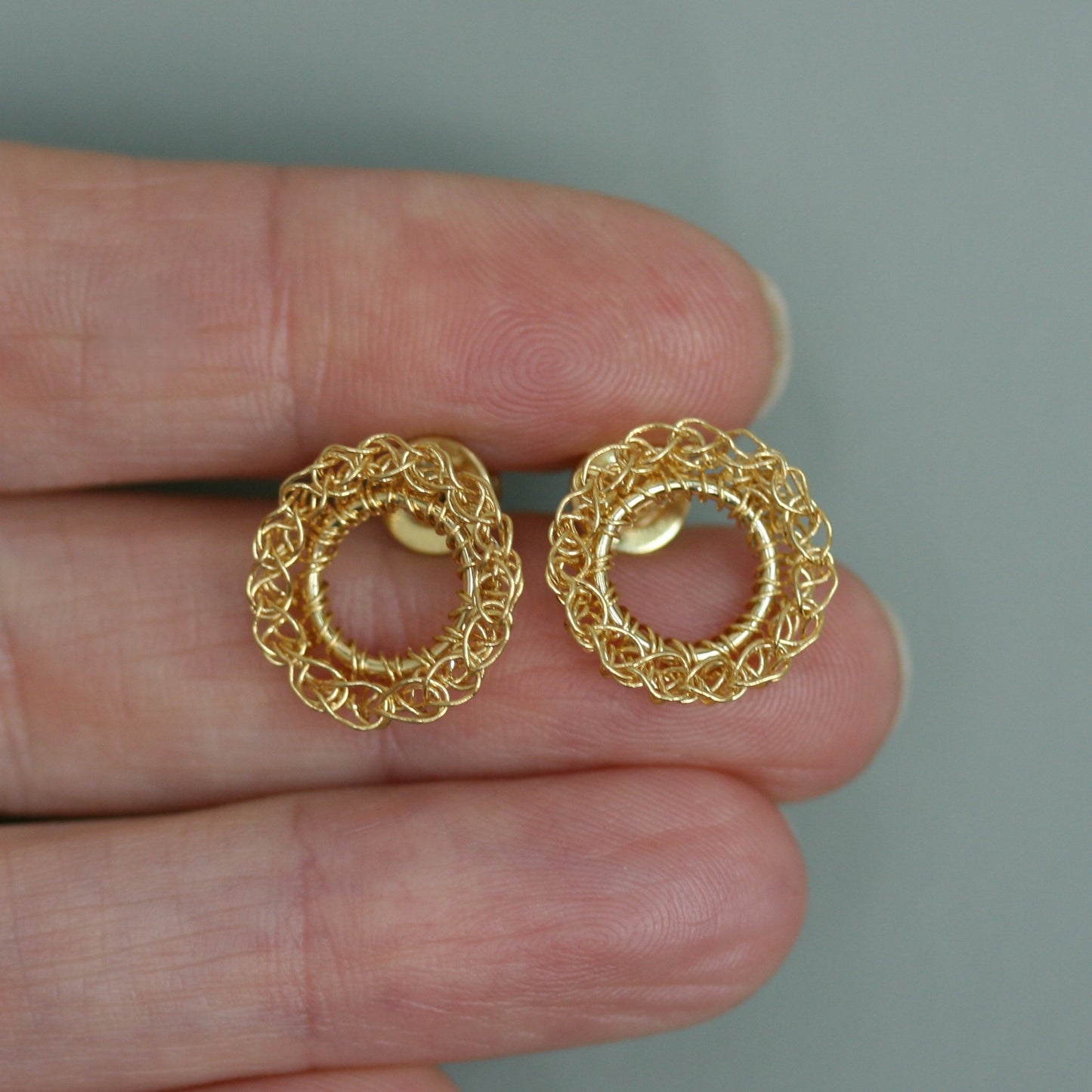 TERI Silver Crocheted 'Circle' Earrings