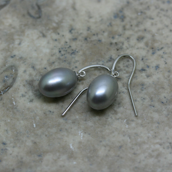 RAW Silver Freshwater Pearl Drop Earrings