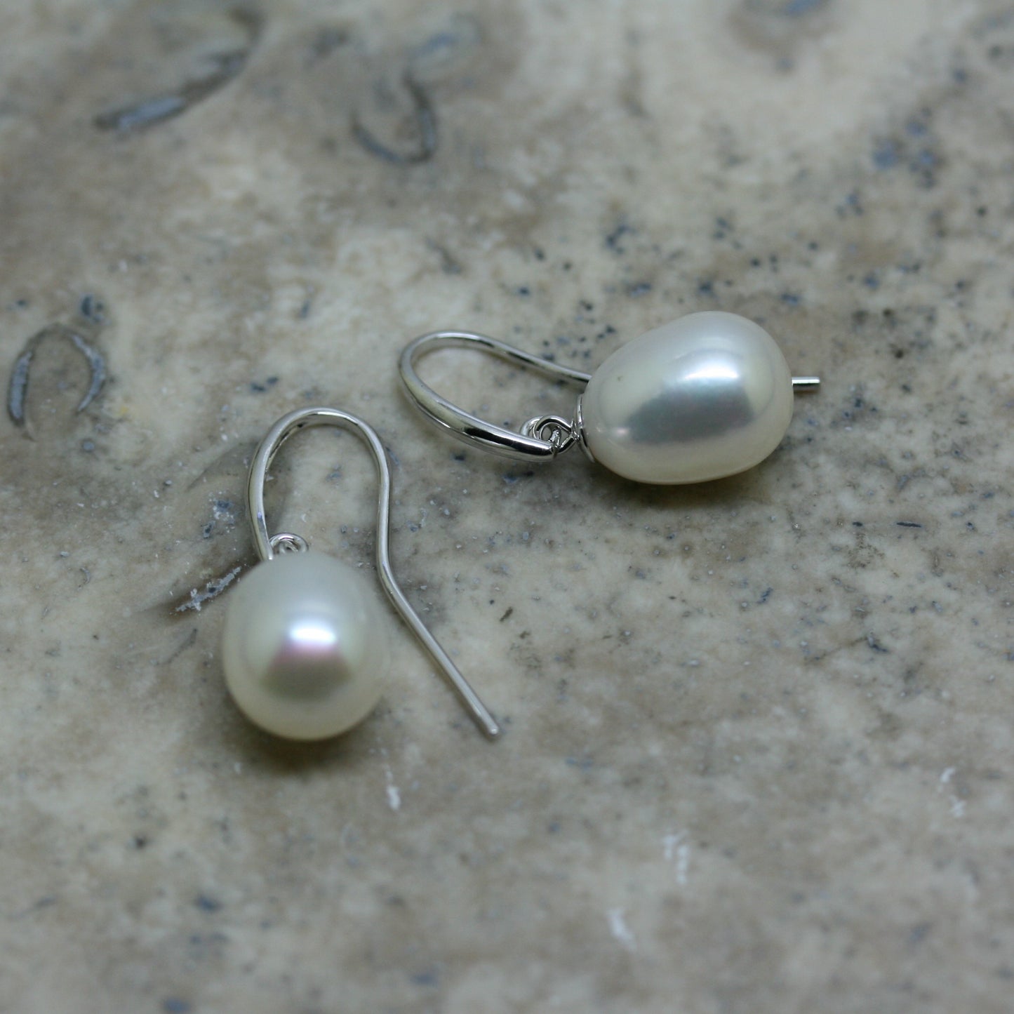 RAW Silver Freshwater Pearl Drop Earrings