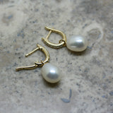 RAW Diamond Hoop Earrings with Removable Cultured Freshwater Pearls