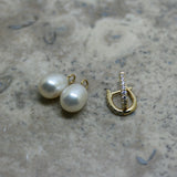 RAW Diamond Hoop Earrings with Removable Cultured Freshwater Pearls