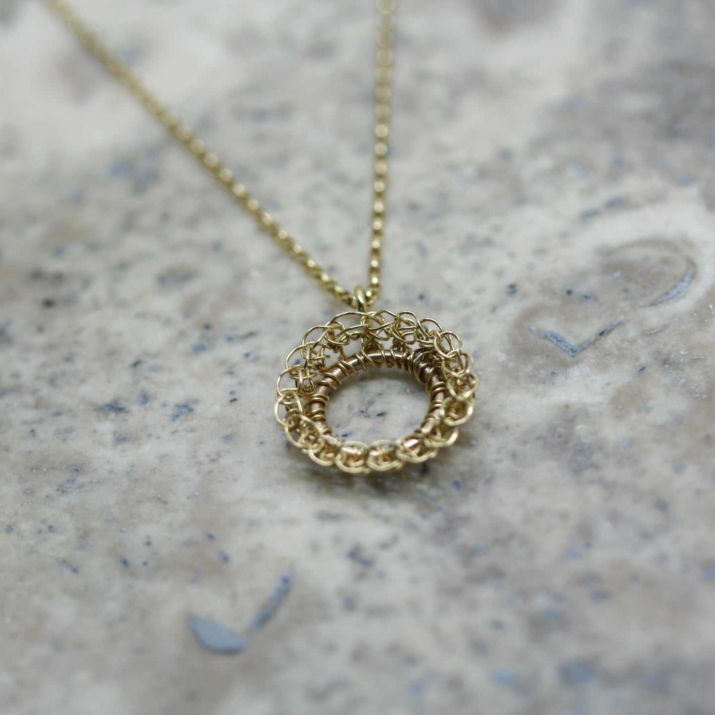 TERI Silver Crocheted 'Circle' Pendant