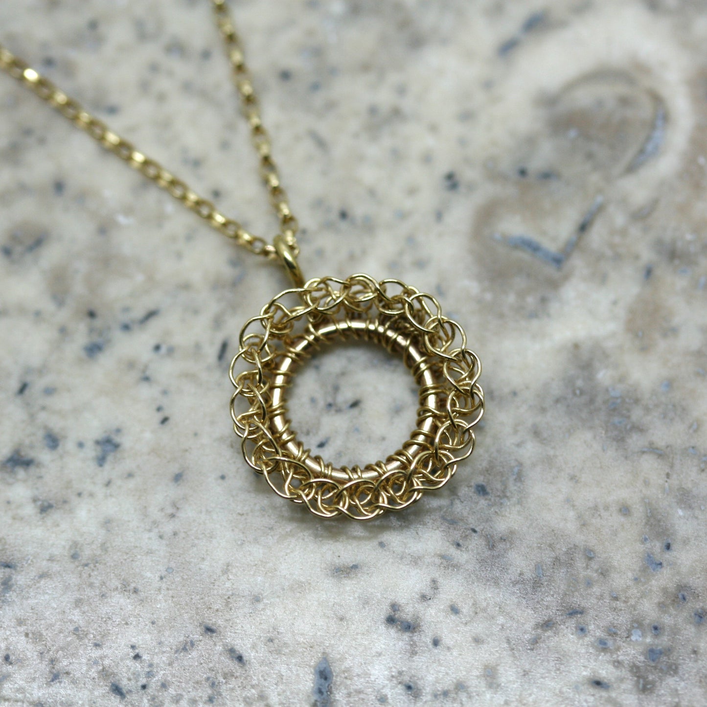 TERI Silver Crocheted 'Circle' Pendant