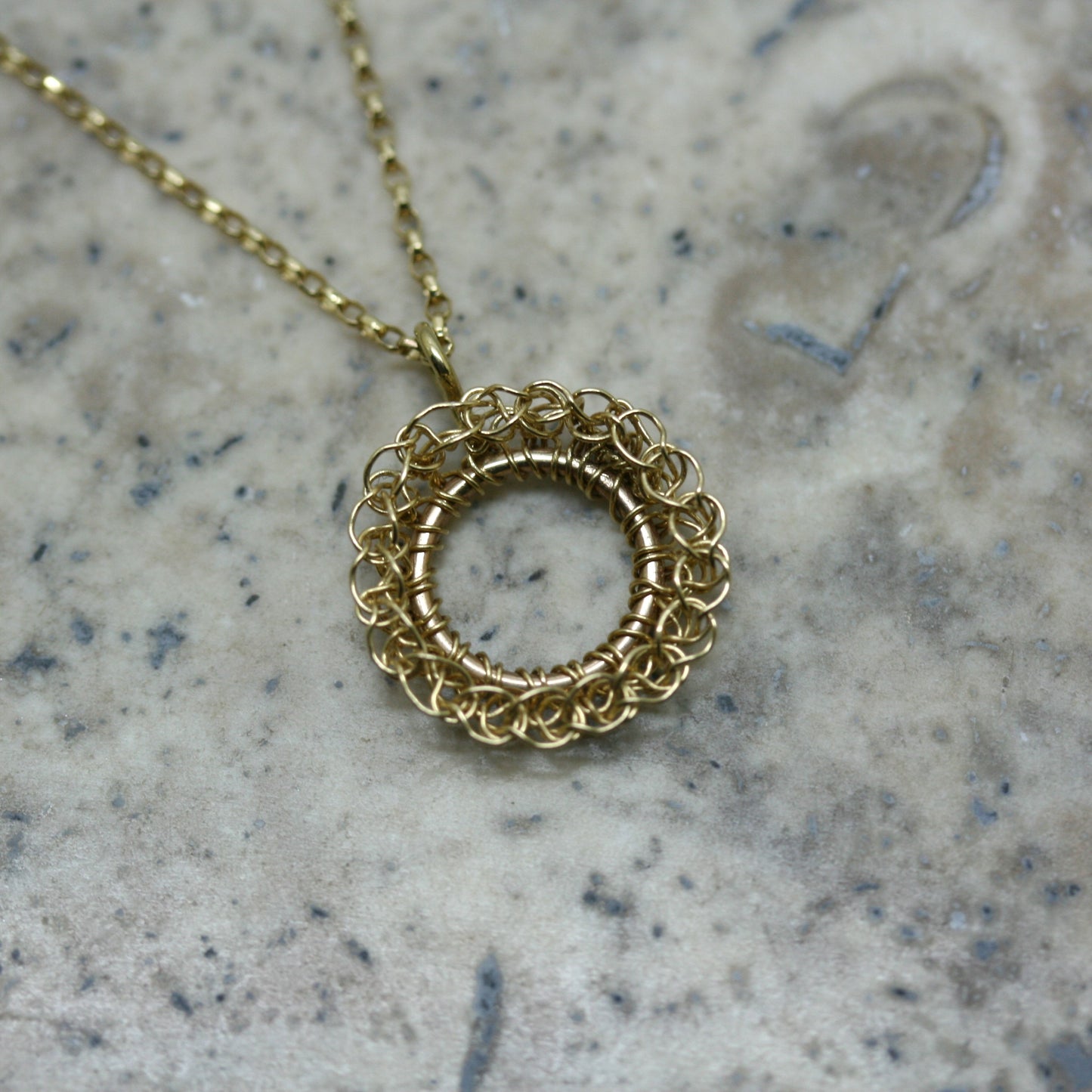 TERI Silver Crocheted 'Circle' Pendant