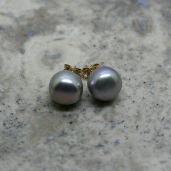 RAW Large Freshwater Grey Pearl Earstuds