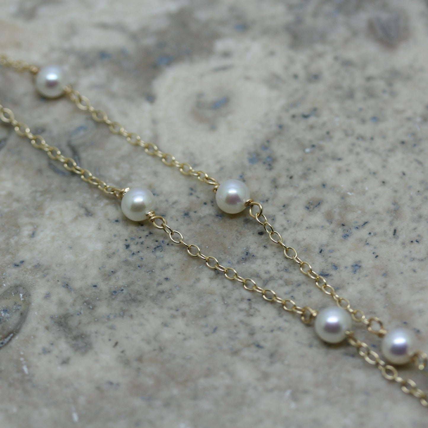 RAW 9ct Yellow Gold Chain and Pearl Necklace