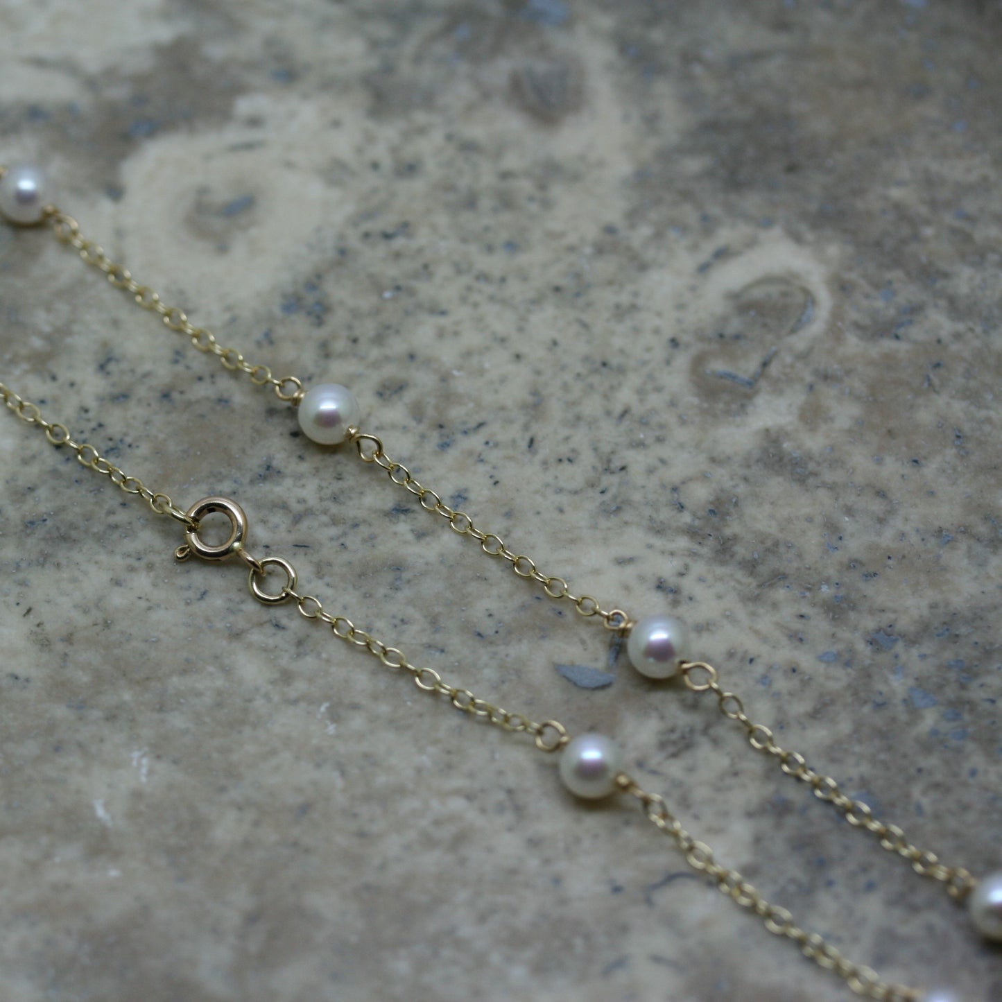 RAW 9ct Yellow Gold Chain and Pearl Necklace