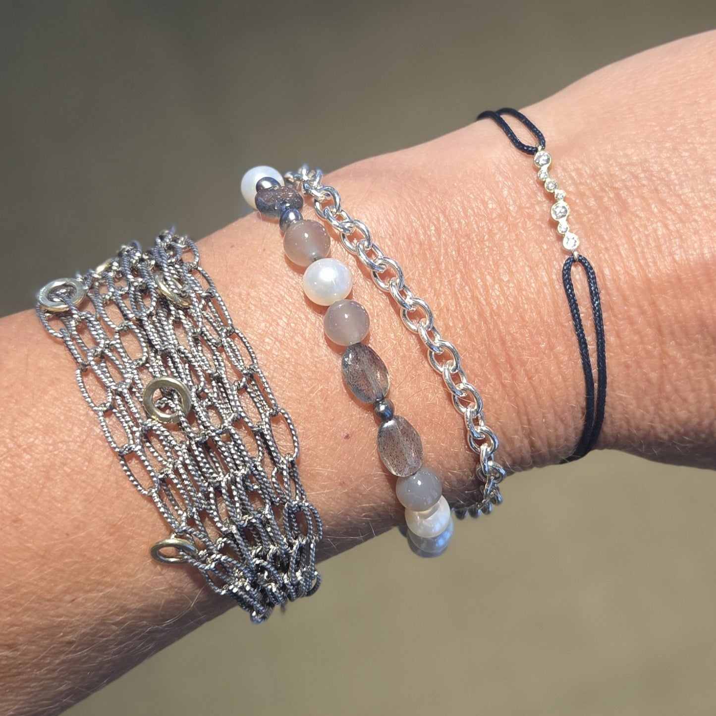 ADAM Silver Chain & Mixed Bead Bracelet