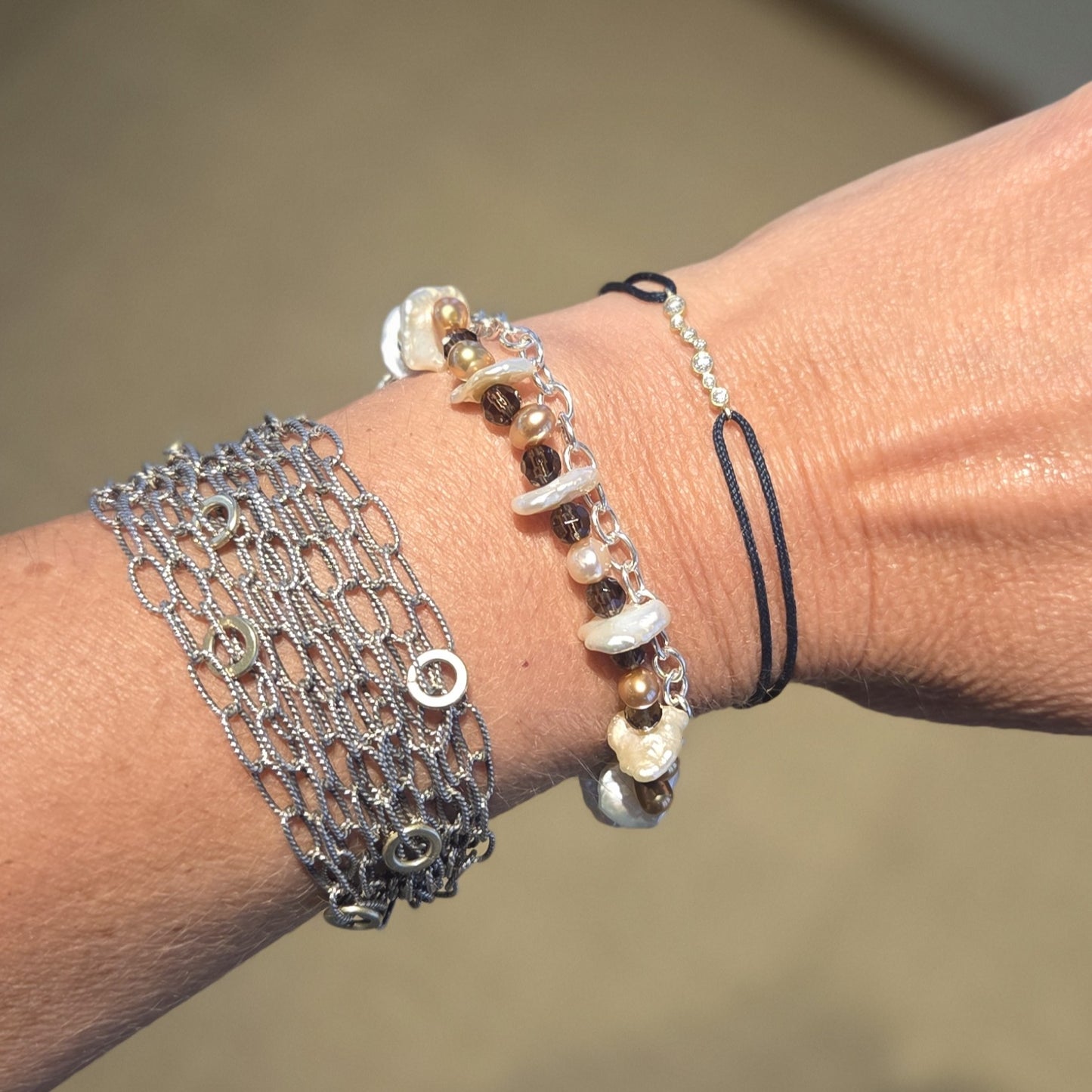 ADAM Silver Chain & Mixed Bead Bracelet