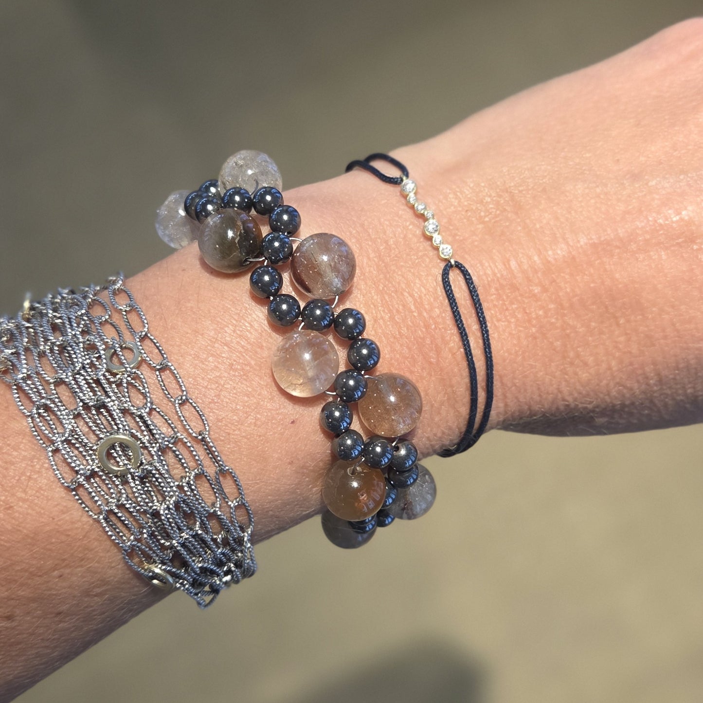 ADAM Rutilated Quartz & Heamatite Wave Bracelet