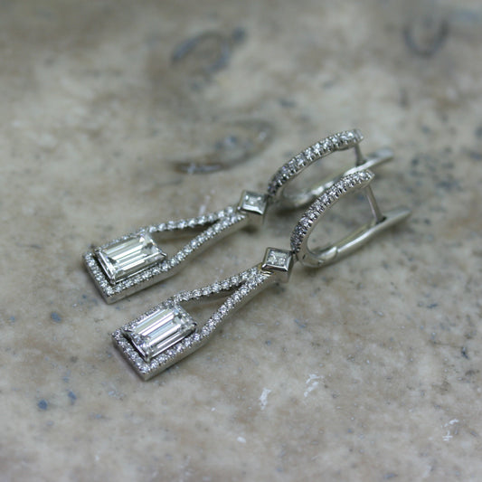 SOLEY 18ct White Gold Art Deco Style Diamond Drop Earrings