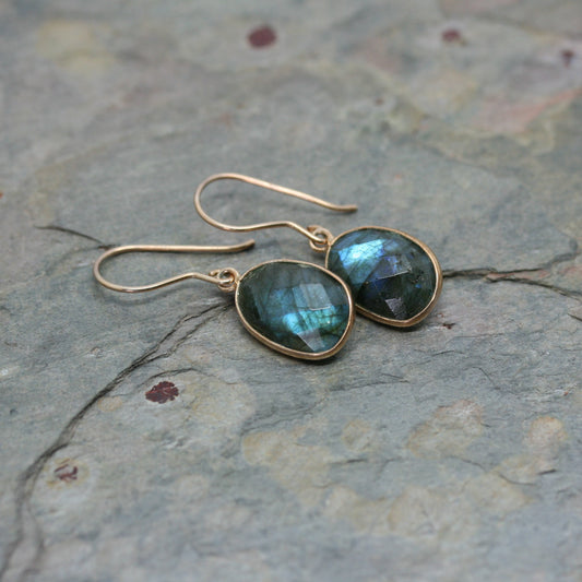 POMEGRANATE Gold Plated Silver Labradorite Drop Earrings