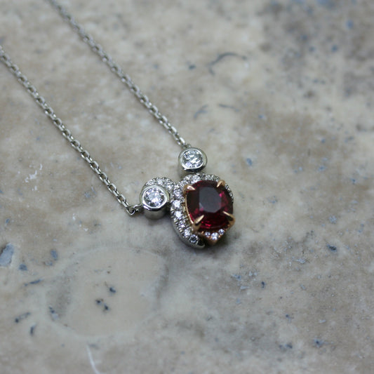 SOLEY Platinum & 18ct Rose Gold Ruby & Diamond Pendant