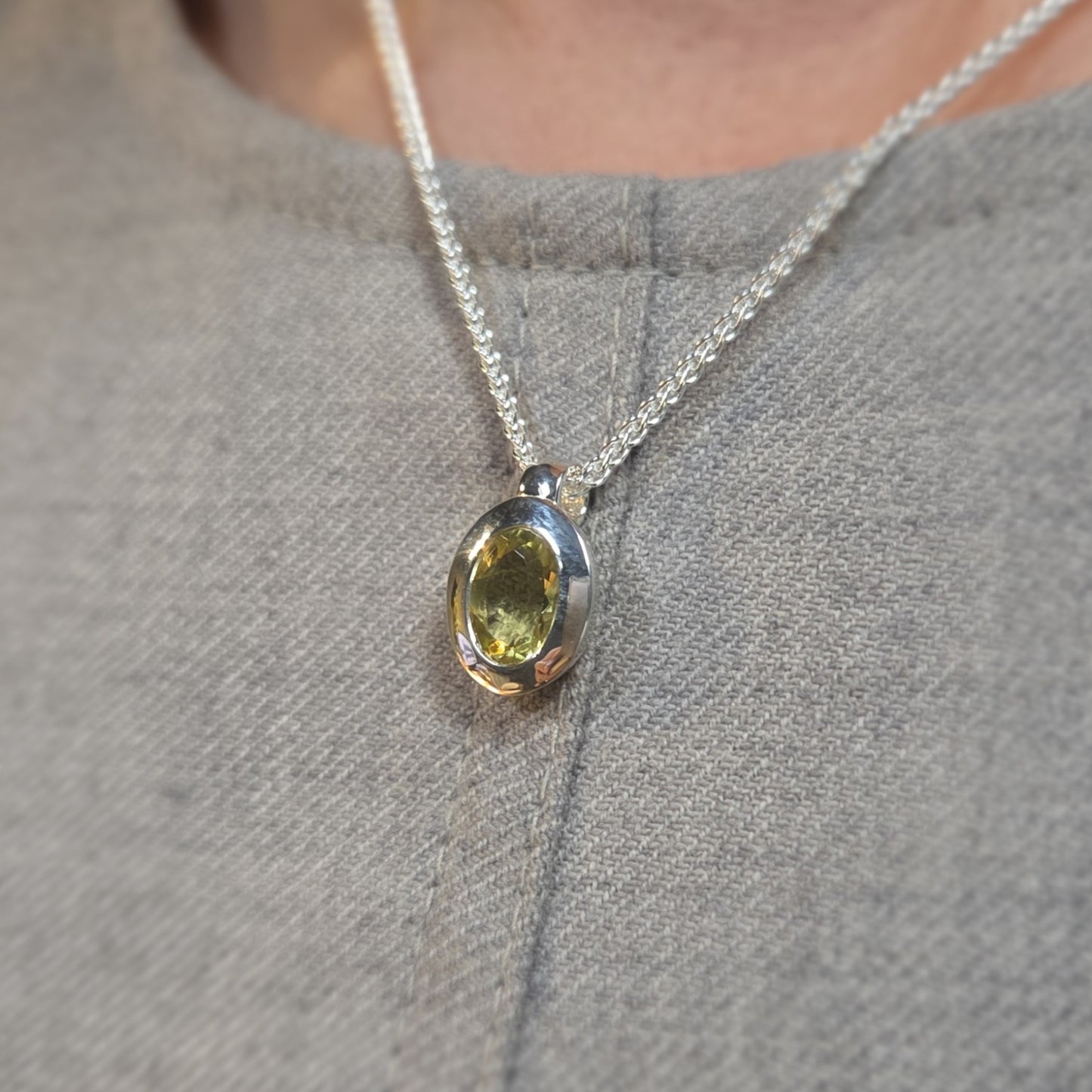 QUINN Silver & Lemon Quartz Necklace