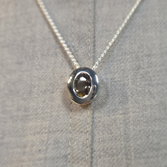 QUINN Silver & Smokey Quartz Necklace