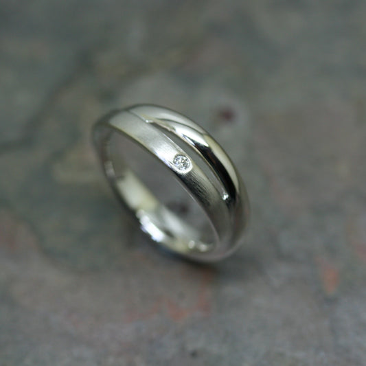 Quinn Silver Crossover Diamond Ring