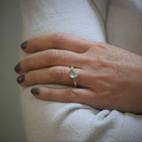 QUINN Silver, Blue Topaz Cabochon & Diamond Ring