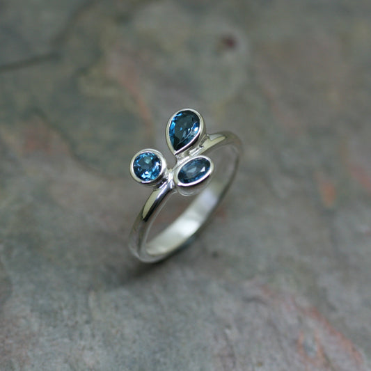 Quinn Silver Mixed Shape Blue Topaz Ring