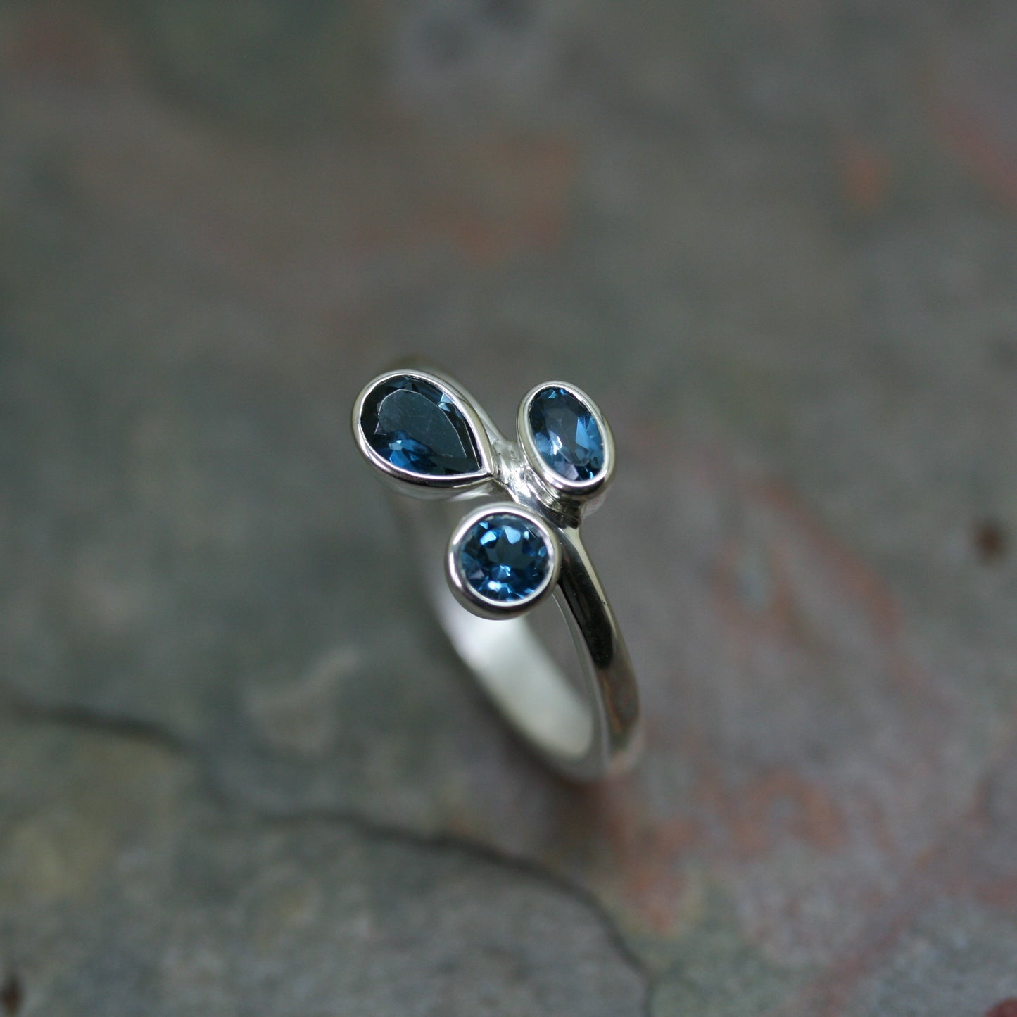Quinn Silver Mixed Shape Blue Topaz Ring