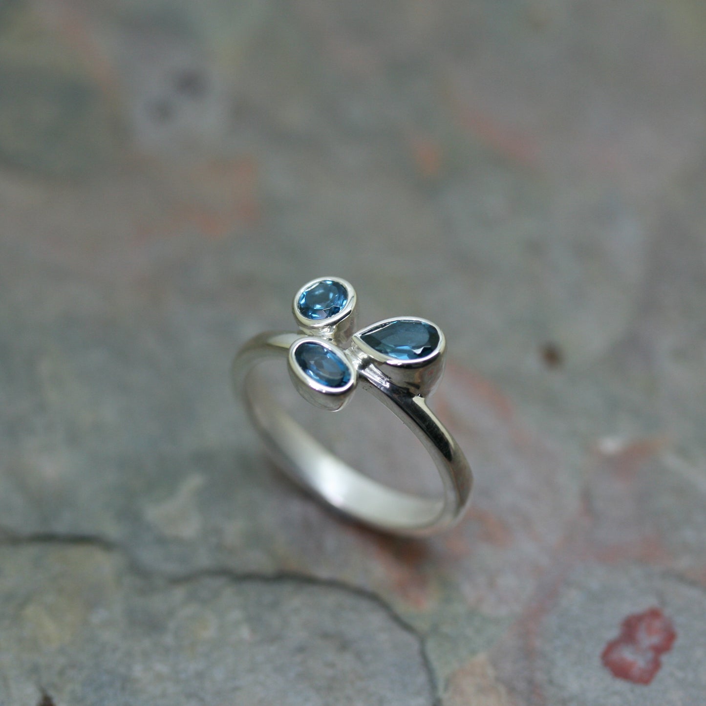 Quinn Silver Mixed Shape Blue Topaz Ring