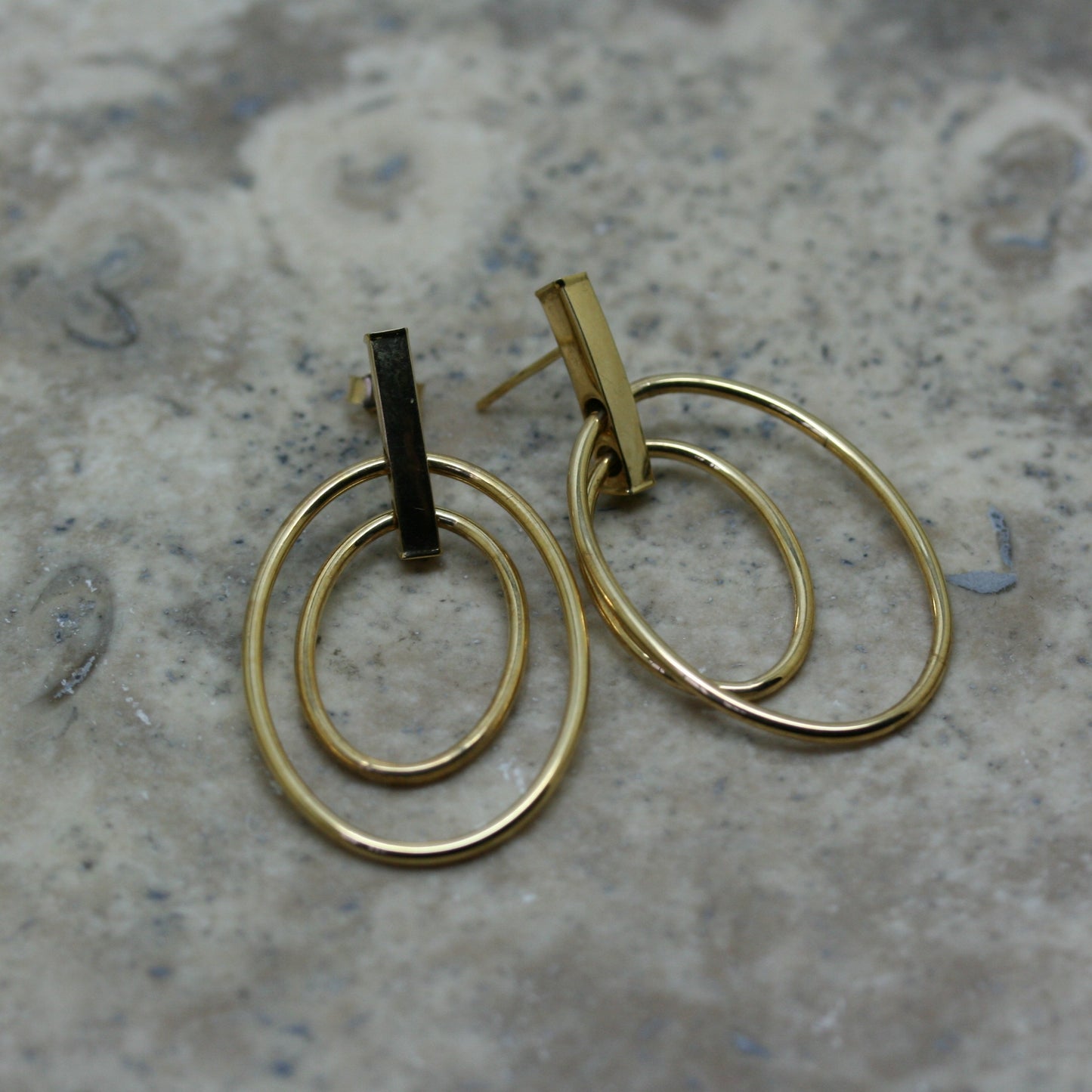STUBBS 9CT Yellow Gold Drop Hoop Ear Studs