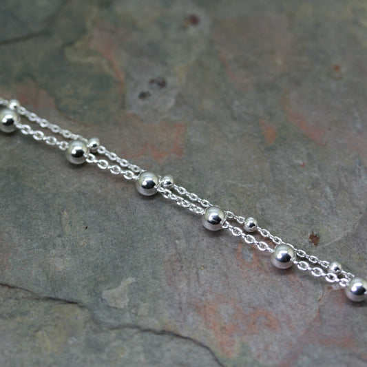 QUINN Silver 'Two Row Bead' Bracelet