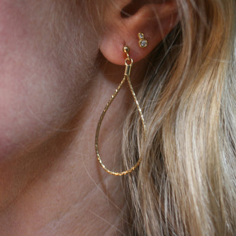 SAN Yellow Gold Plated Silver 'Open-Pear' Drop Earrings