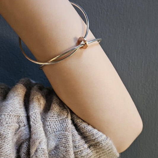 MA Ltd Silver 'Fallon' Bangle with Rose Gold