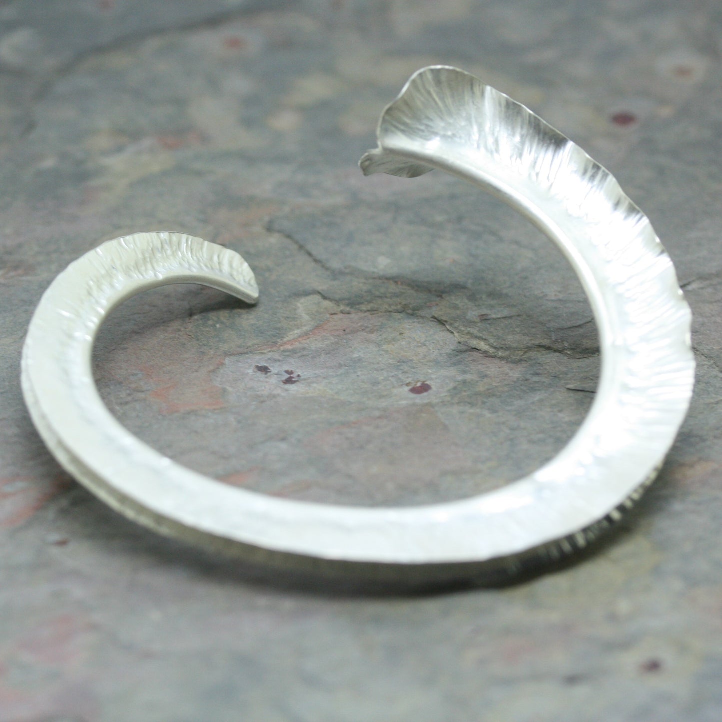 MA Ltd Silver 'Autumn Leaf' Open Bangle