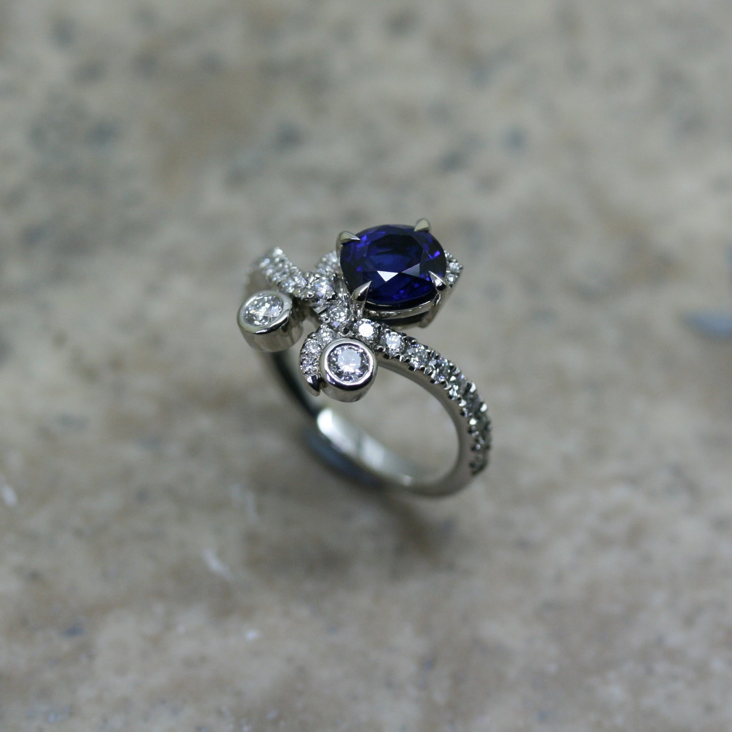 SOLEY Platinum & 18ct Rose Gold Ruby & Diamond Dress Ring