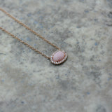 MEIRA T 14ct Rose Gold Peach Opal and Diamond Necklace