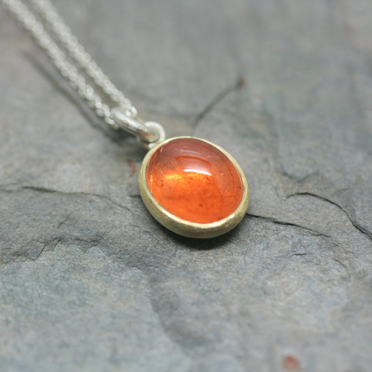 GOODMAN MORRIS Silver & 18ct Yellow Gold Mandarine Garnet Pendant