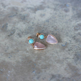 RIVOIR 18ct Rose Gold, Turquoise & Rose Quartz Earrings