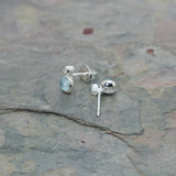QUINN Silver, Blue Topaz & Diamond 'Sweet End' Stud Earrings