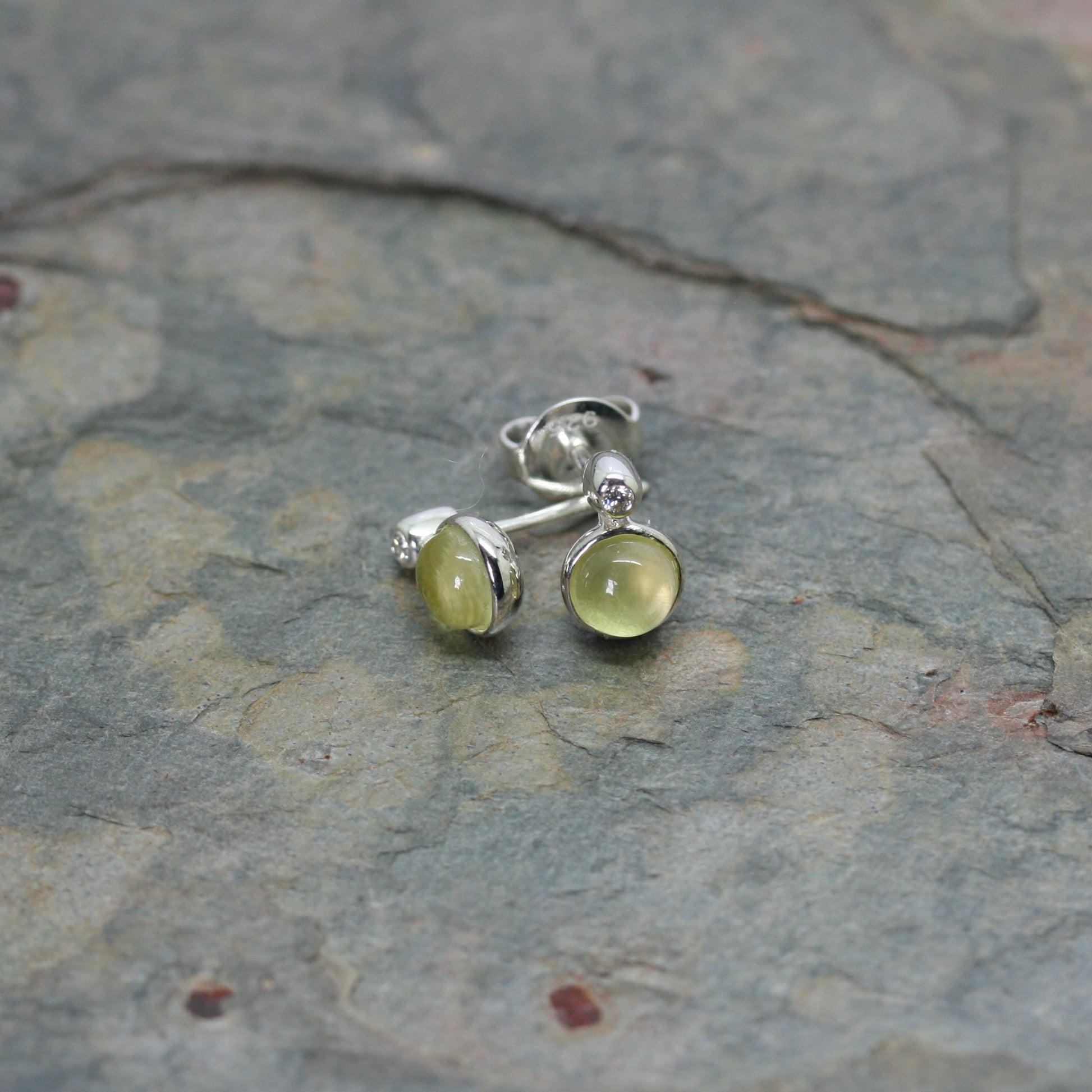 QUINN Silver, Lemon Quartz & Diamond 'Sweet End' Stud Earrings